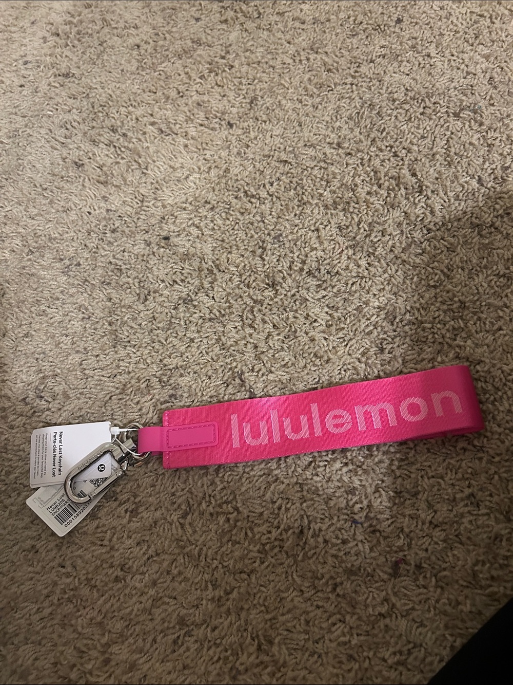 lululemon athletica Hot Pink Logo Wrist Key Strap